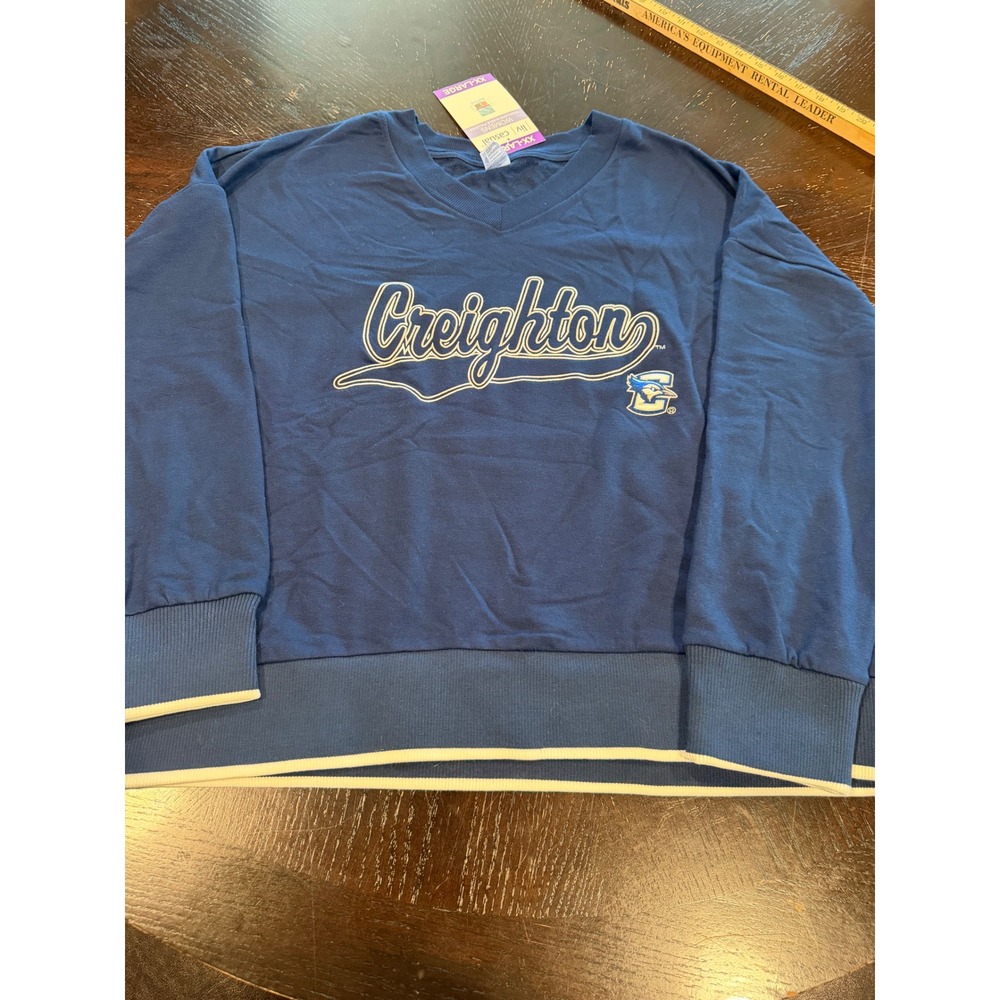 Liv Casual Creighton Bluejays NCAA Sweatshirt Navy Blue V-Neck Womens 2XL NWT